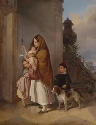 Mère avec ses enfants dans le besoin